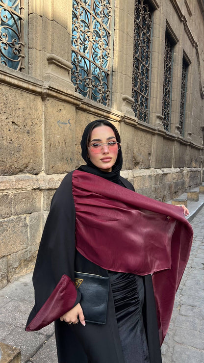 Velora Burgundy Cardigan Abaya