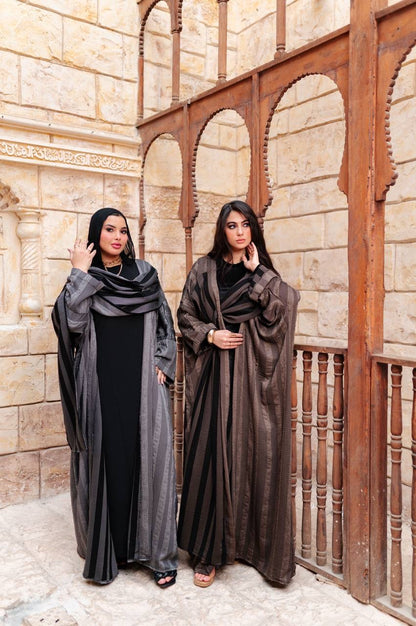 Striped Draped Abaya