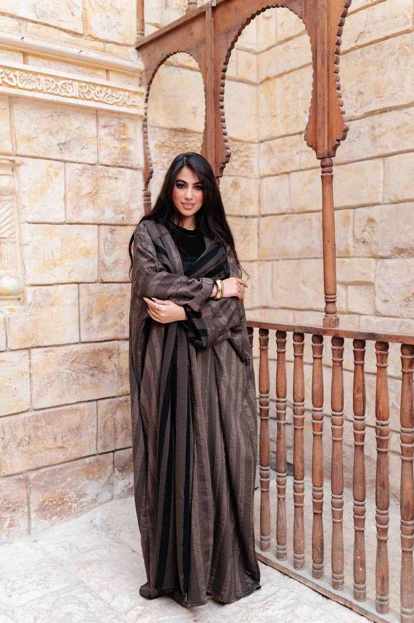 Striped Draped Abaya