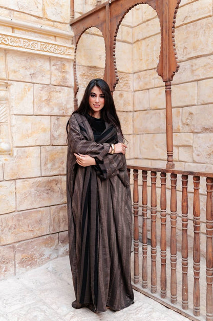 Striped Draped Abaya