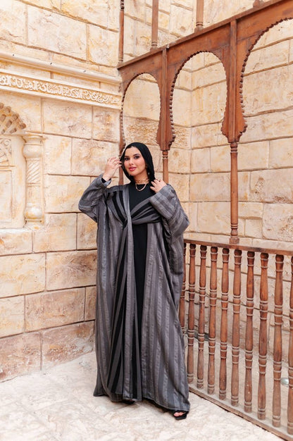 Striped Draped Abaya