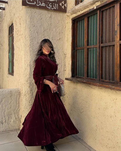 Velvet Glow Belted Abaya ✨