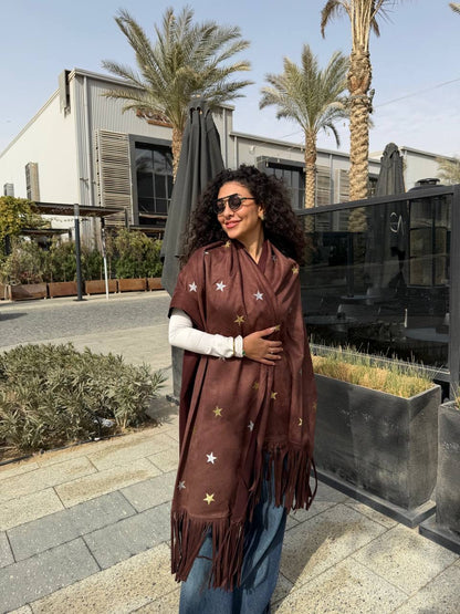 Suede Star Fringe Shawl✨