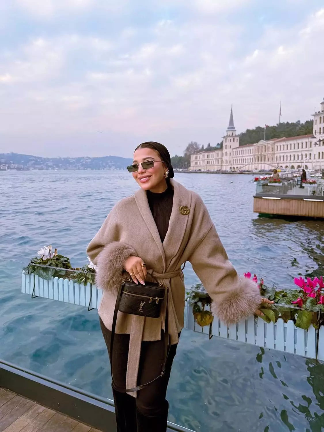 Beige Fur Cuff Belted Coat🤎