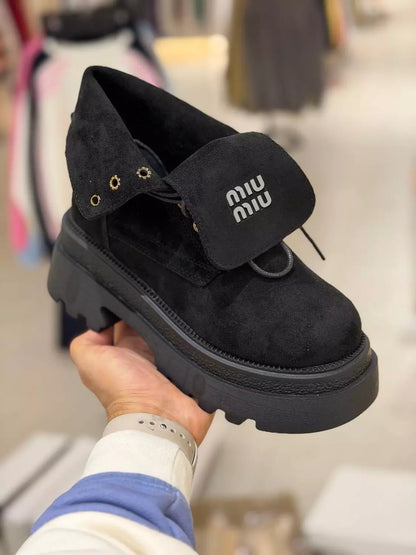 Miu Miu–Style Suede Platform Boots