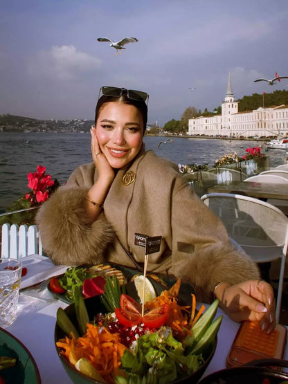 Beige Fur Cuff Belted Coat🤎
