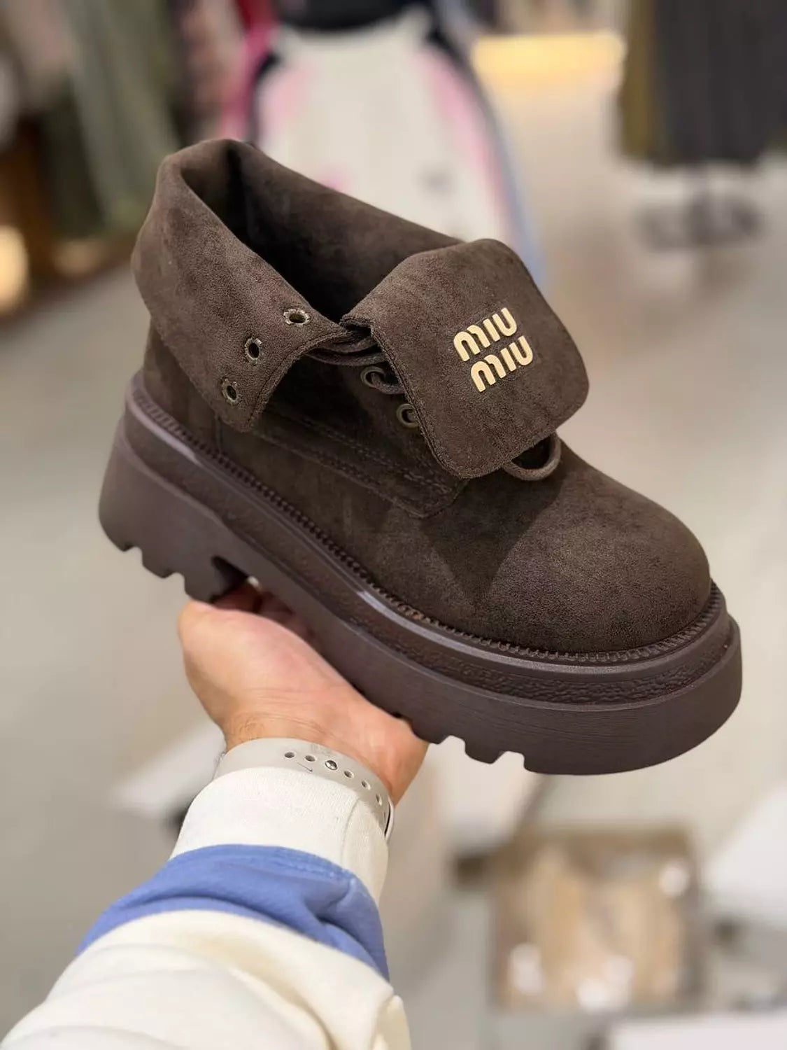 Miu Miu–Style Suede Platform Boots