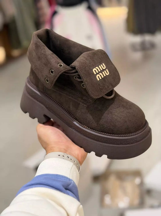 Miu Miu–Style Suede Platform Boots